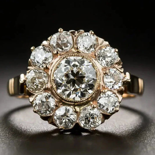 Bague vintage en verre arrondi en or