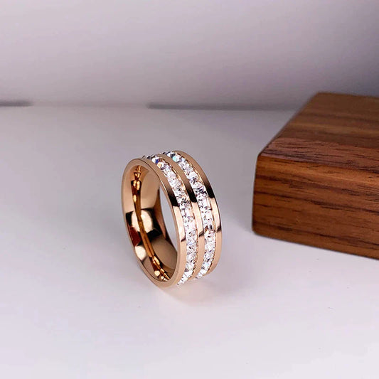 Bague Double avec Incrustations de Zirconium