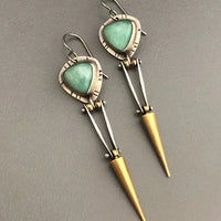 Boucles d'Oreilles Ethniques Boho en Pierre de Résine Verte