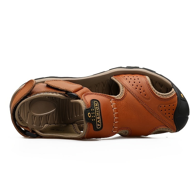 sandales fermées en cuir véritable pour homme et femme