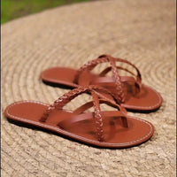 sandales tongs à design tressé pour femme