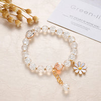 Bracelet de Pierres Blanches et de Fleurs de Marguerites en Or