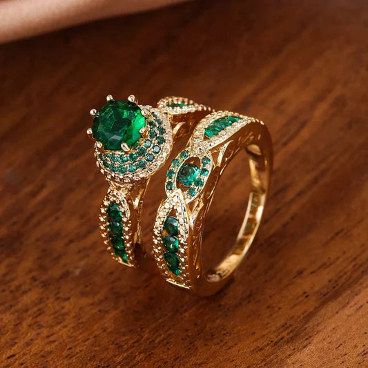 Bague en or à zirconium vert