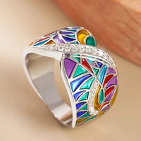 Bague en argent colorée