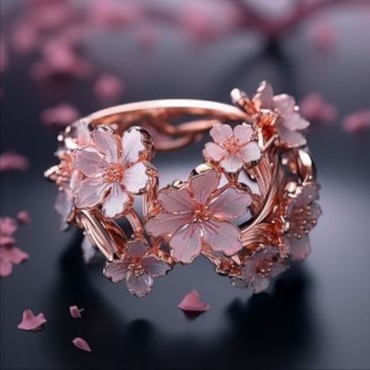 Bague Exotique Rose Vintage en or et argent