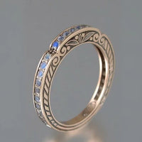Bague exotique en pierre de ciel incrustée