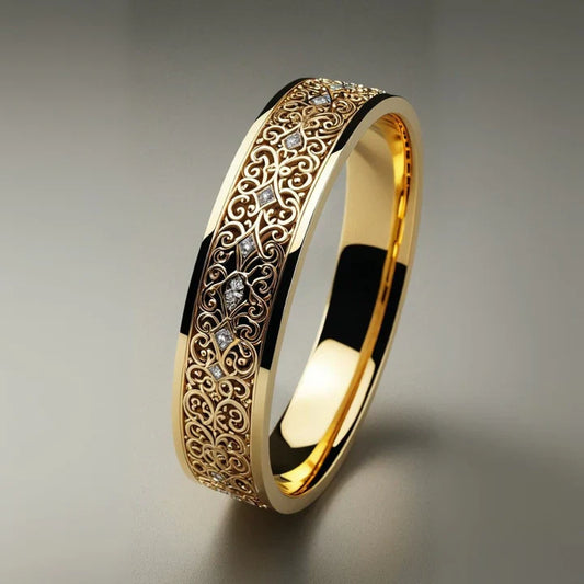 Bague creuse exotique en or fin