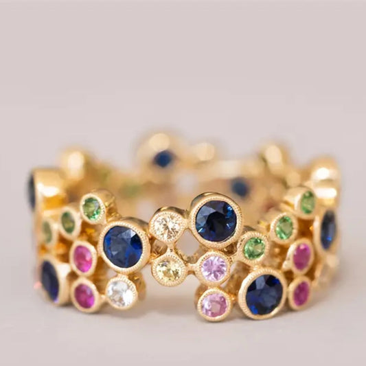 Bague vintage en or creux multicolore