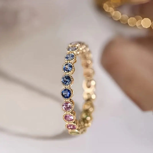 Bague Vintage plaquée or multicolore