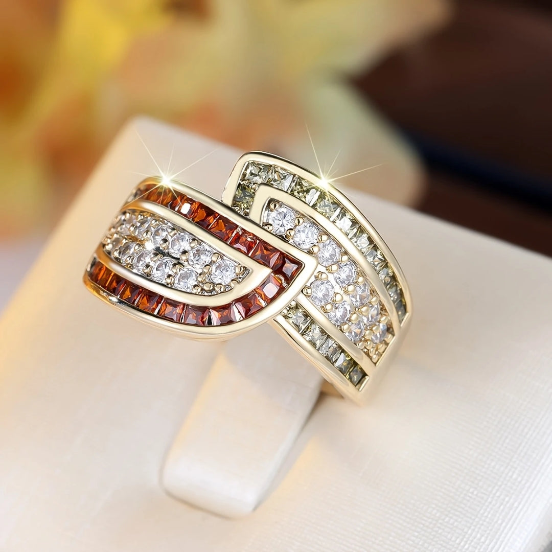 Bague rouge brillante en or vintage