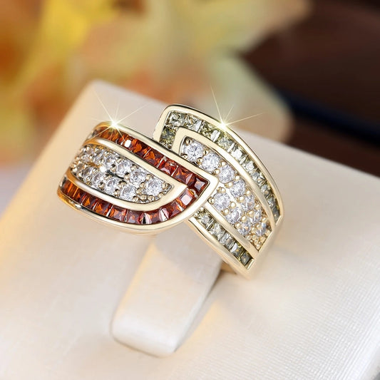 Bague rouge brillante en or vintage