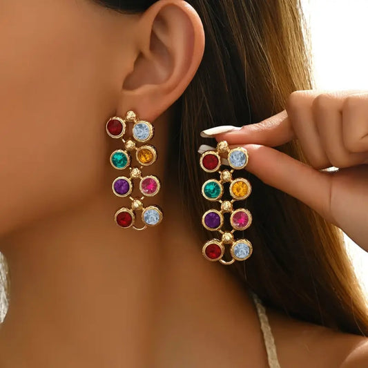 Boucles d'oreilles colorées à pampilles