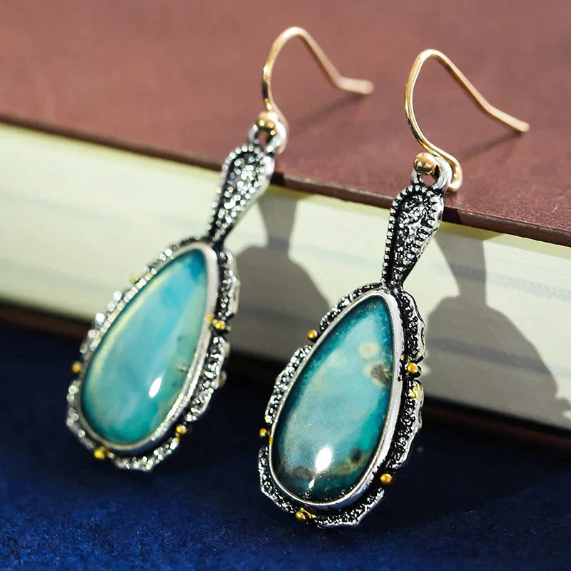 Boucles d'oreilles Vintage en Turquoise Ronde