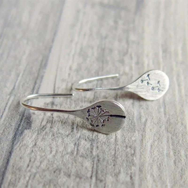 Boucles d'Oreilles Feuille de Pissenlit en Argent 925