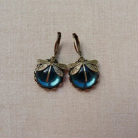 Boucles d'Oreilles Libellule avec Cristal en Or Antique