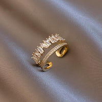 Bague Ajustable Couronne de Zirconium en Or