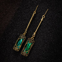 Boucles d'oreilles Lanterne Verte en Or