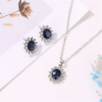 Ensemble Collier + Boucles d'Oreilles Saphir et Zircon en Argent