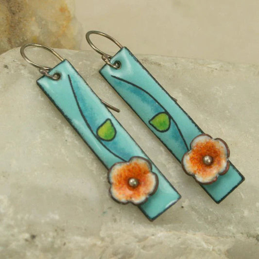 Boucles d'Oreilles en Émail Floral