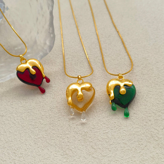 Collier Coeur à l'Huile sur Or