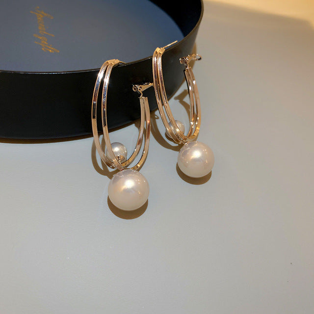 Boucles d'oreilles en Perles Épaisses en Or