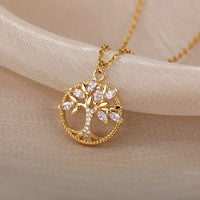 Collier Arbre de Vie en Or avec Zirconia