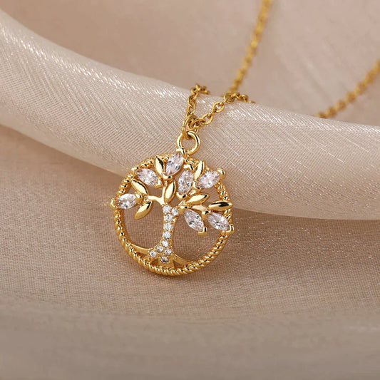 Collier Arbre de Vie en Or avec Zirconia