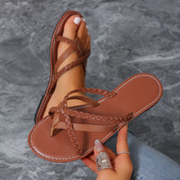 sandales tongs à design tressé pour femme