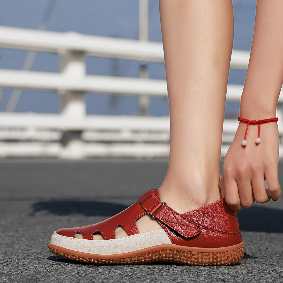sandales vintage en cuir pour femme
