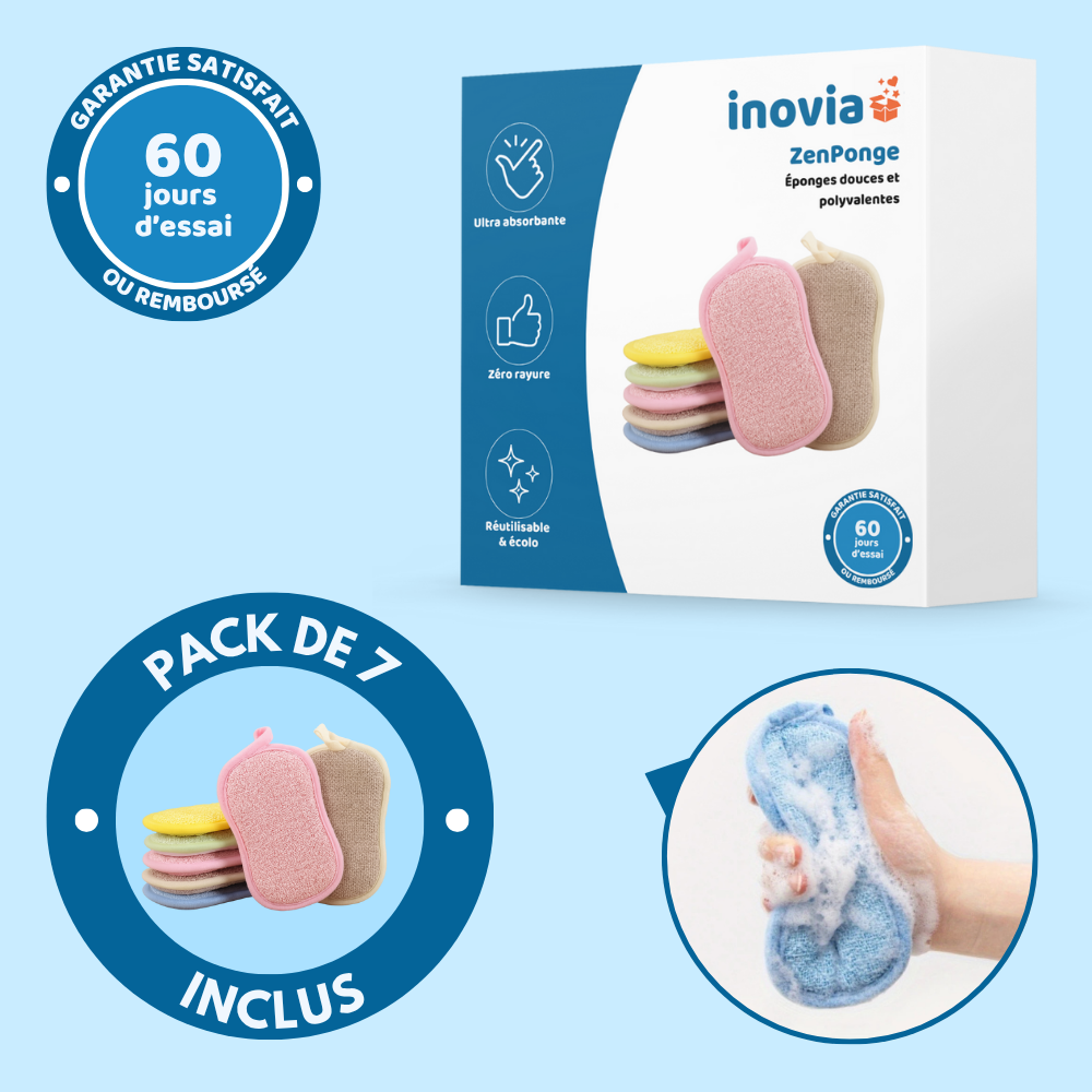Zenponge – Éponges douces et polyvalentes (Pack de 7)