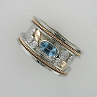 Bague vintage en argent exotique bleu