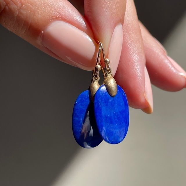 Boucles d'oreilles vintage en cristal bleu marine