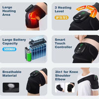 ThermaFlex™ – Genouillère chauffante à vibration pour genou, coude et épaule