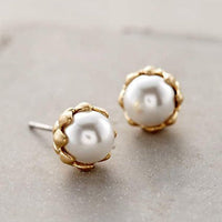 Boucles d'oreilles vintage en perles incrustées d'or