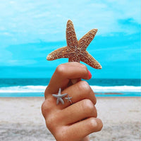 Bague Étoile de Mer Ajustable en Argent et Or