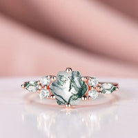 Bague vintage en forme de rose de forêt verte