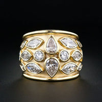 Bague vintage en zircone incrustée de gouttes d'or