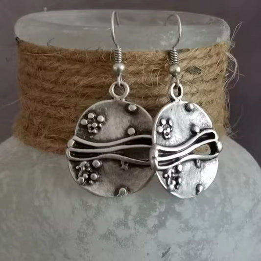 Boucles d'oreilles créoles vintage en argent précieux