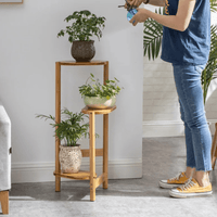 frJardioui Bambou  Naturel Meuble Porte Plante en Bois Épuré