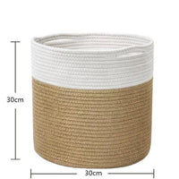 frJardioui Cache Pot Blanc / Beige / 30X30cm Panier Cache Pot en Jute et Coton