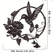 Décoration murale extérieure en métal "Colibri Butinant une Fleur"