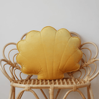 frJardioui Coussin Jaune / Moyen Coussin Coquillage en Velours