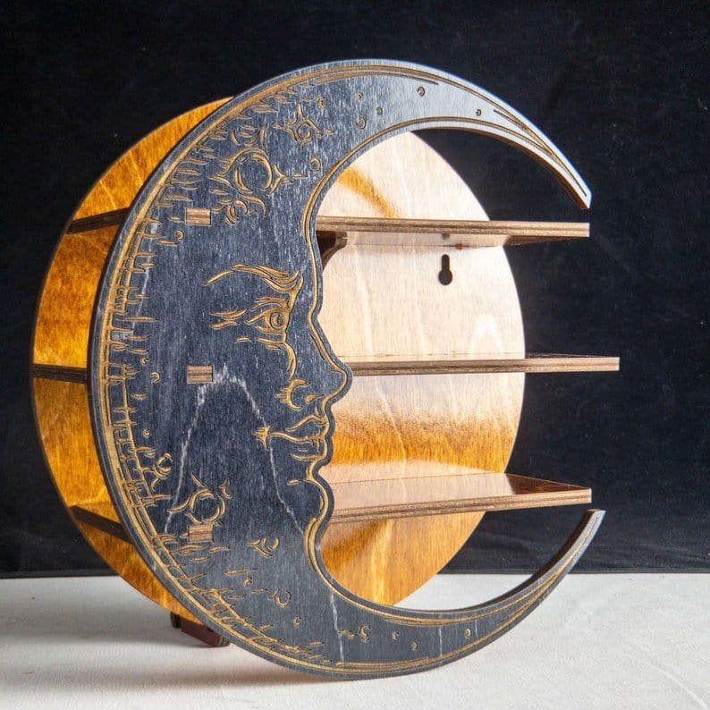 frJardioui étagère Marron Étagère "Croissant de Lune" en Bois