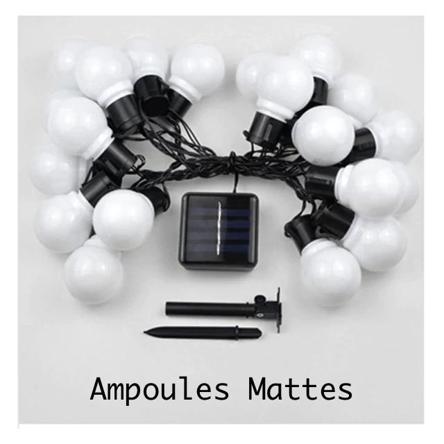 frJardioui Guirlande Solaire Multicolor / Matte / 3.5m - 10 Ampoules Guirlande d'Ampoules Solaires LED Pour Extérieur