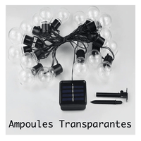 frJardioui Guirlande Solaire Multicolor / Transparant / 3.5m - 10 Ampoules Guirlande d'Ampoules Solaires LED Pour Extérieur