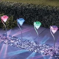 frJardioui Lampes Multicolore Balises Solaires Diamants ( Lot de 4 Pièces )