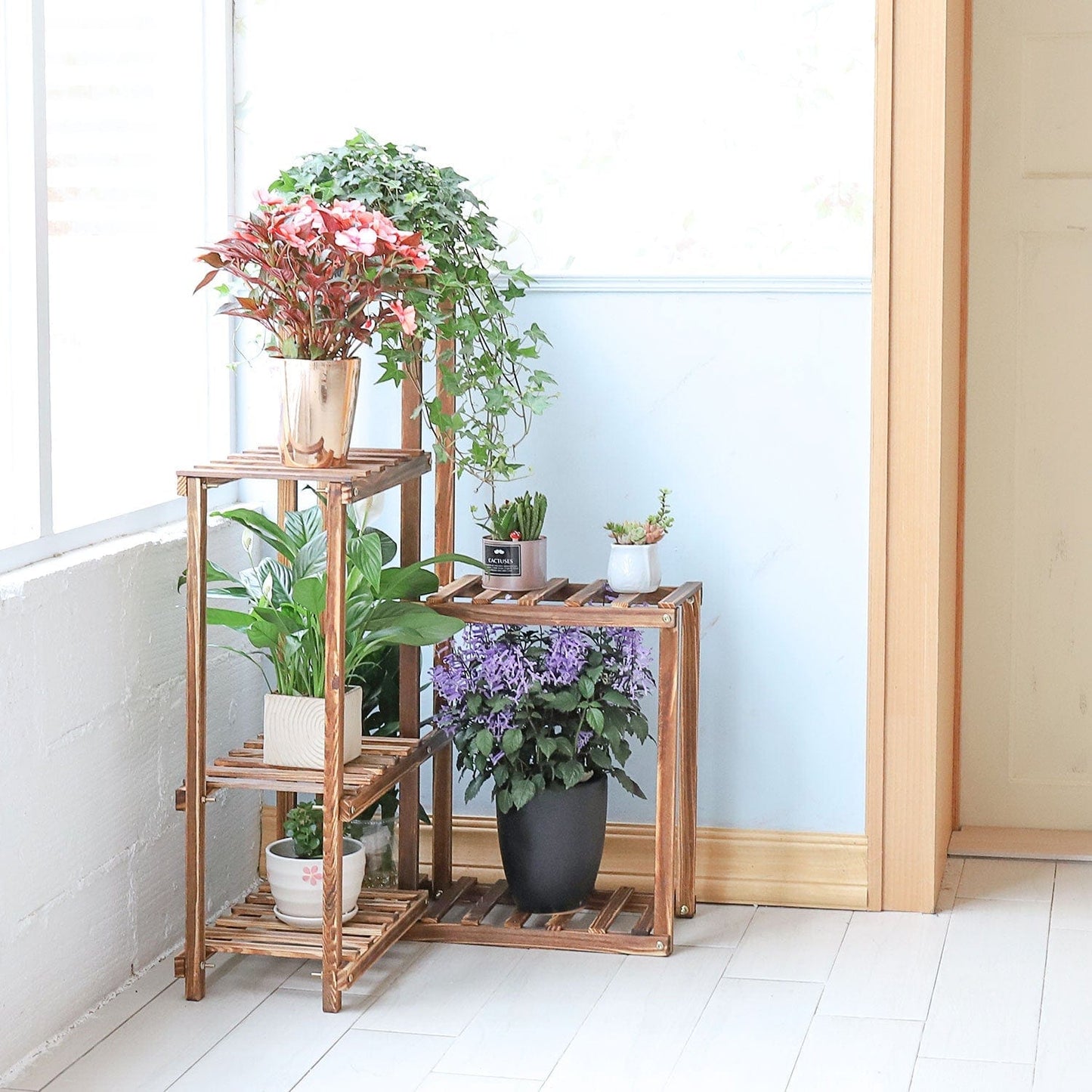 Porte Plante d'Angle en Bois "Angelua"