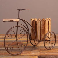 Vélo Porte Plante en Bois Vintage