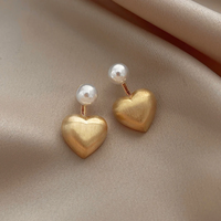 Boucles d'oreilles Coeurs Dorés avec Perles