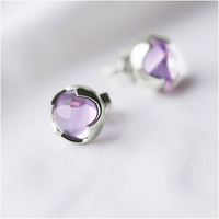 Boucles d'oreilles en Cristal Sphérique Violet en Argent